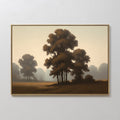 Original hand painted warm brown misty tree landscape oil painting canvas wall art, nordic scandinavian elegant luxury modern living room home decor i