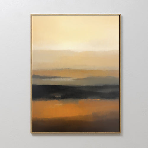 Original hand painted amber orange grey abstract landscape oil painting canvas wall art, nordic scandinavian elegant luxury modern living room home de