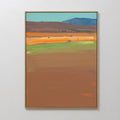 Original hand painted sienna orange green mountain valley landscape oil painting canvas wall art, nordic modern elegant luxury interior design home de