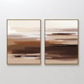Original hand painted warm brown amber beige abstract oil painting canvas wall art set of 2, nordic scandinavian elegant luxury minimalist modern home