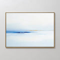 Original hand painted soft blue white gold abstract coastal oil painting canvas wall art, nordic scandinavian elegant luxury minimalist modern living