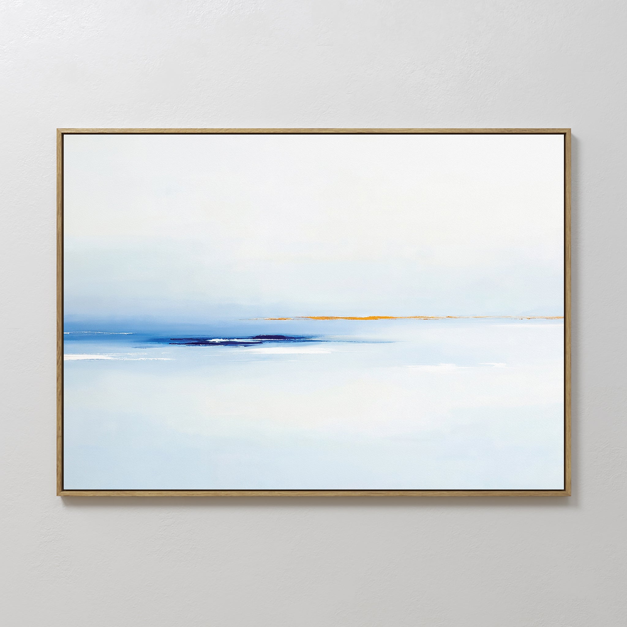 Original hand painted soft blue white gold abstract coastal oil painting canvas wall art, nordic scandinavian elegant luxury minimalist modern living