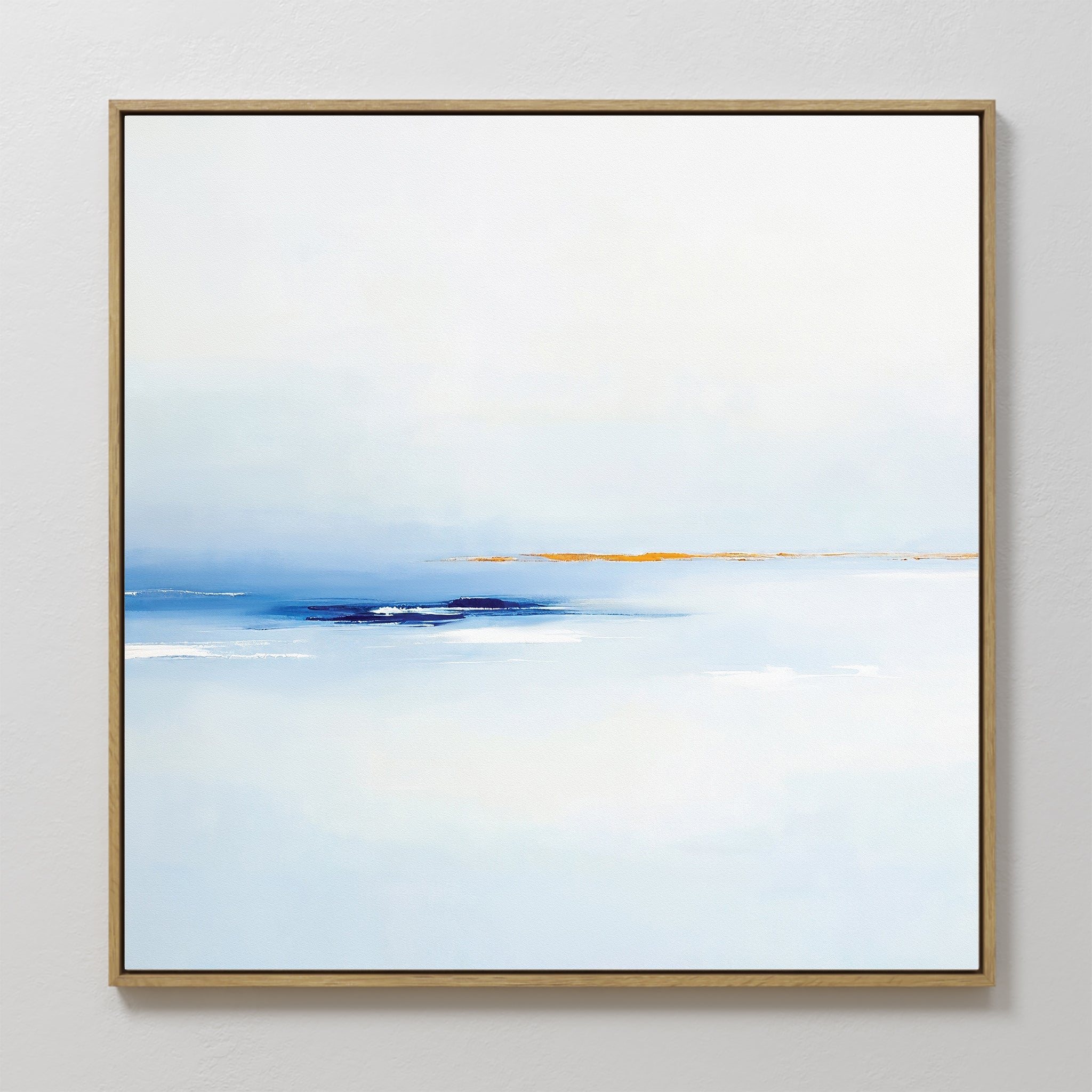 Original hand painted blue white amber coastal abstract oil painting canvas wall art, nordic scandinavian elegant luxury minimalist modern living room