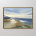 Original hand painted blue gold coastal oil painting canvas wall art, nordic scandinavian elegant luxury modern living room home decor interior design