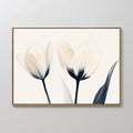 Original hand painted white tulip oil painting canvas wall art, navy ivory botanical nordic scandinavian elegant luxury minimalist modern home decor i