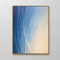 Hand painted original blue ivory abstract flowing lines oil painting canvas wall art, nordic scandinavian elegant luxury coastal modern home decor int