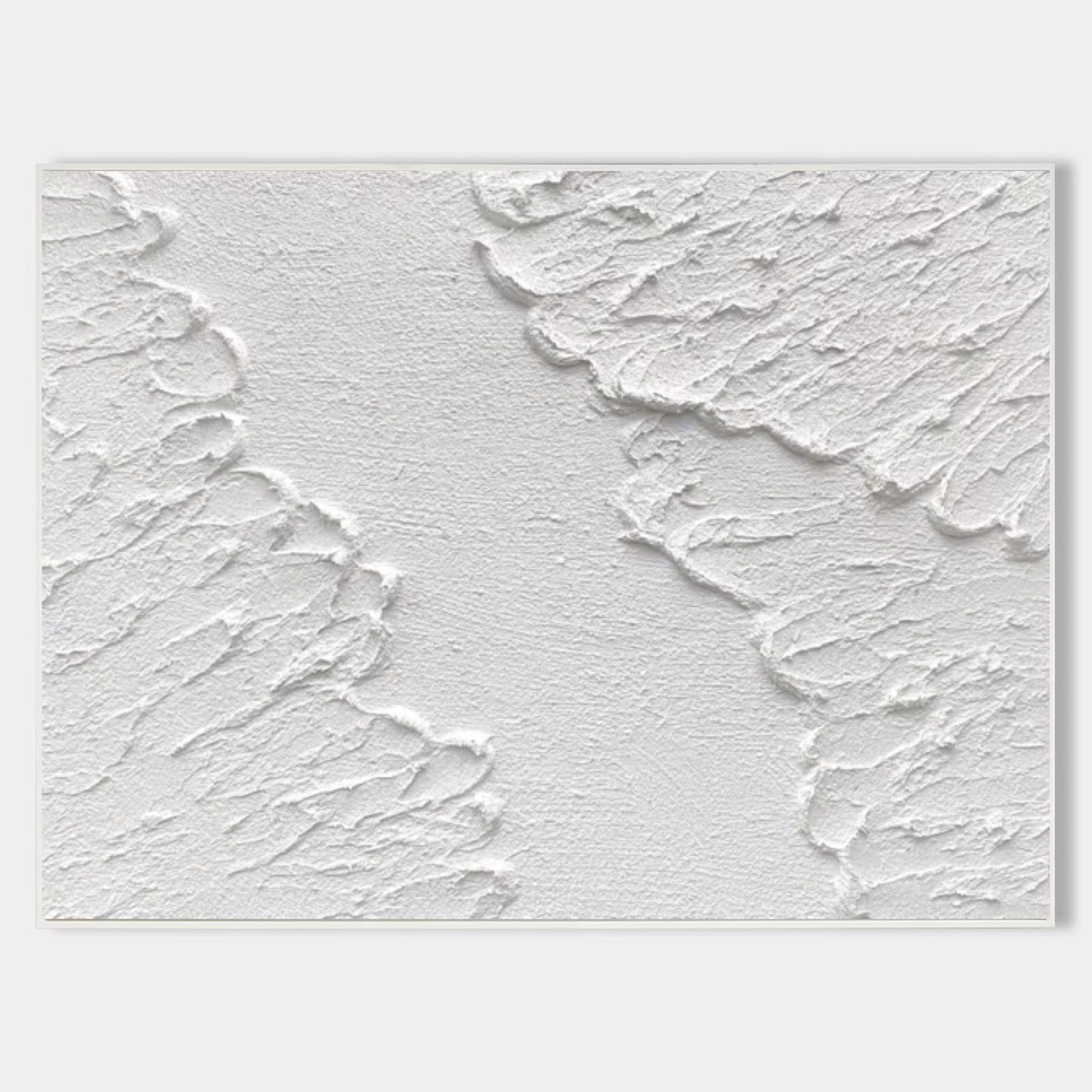 Original hand painted white textured abstract oil painting canvas wall art, nordic scandinavian minimalist elegant luxury modern living