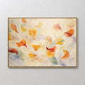 Hand painted original amber orange floating petals oil painting canvas wall art, elegant luxury modern nordic scandinavian home decor interior design