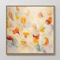 Original hand painted golden orange amber floating petals abstract oil painting canvas wall art, nordic scandinavian elegant luxury modern home decor