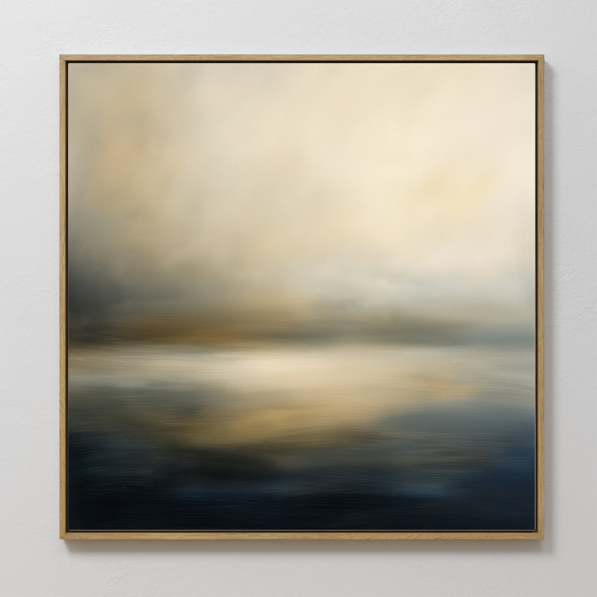 Original hand painted navy ivory gold abstract seascape oil painting canvas wall art, nordic scandinavian elegant luxury modern living room home decor