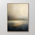 Original hand painted amber cream navy atmospheric seascape oil painting canvas wall art, nordic scandinavian elegant luxury modern living room home d