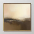 Original hand painted warm amber brown ivory misty landscape oil painting canvas wall art, nordic scandinavian elegant luxury minimalist modern home d