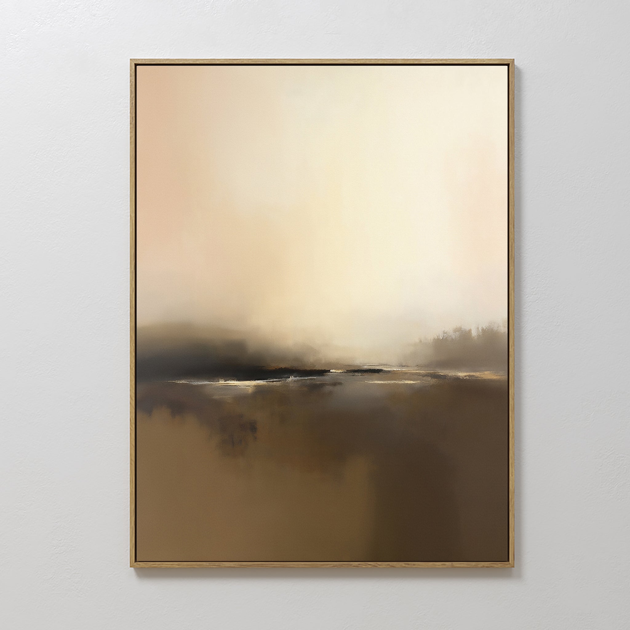 Original hand painted amber brown charcoal misty landscape oil painting canvas wall art, nordic scandinavian elegant luxury modern living room home de