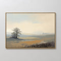 Original hand painted amber grey misty landscape oil painting canvas wall art, lone tree nordic scandinavian elegant luxury modern living room home de