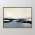 Original hand painted navy blue slate ivory coastal abstract oil painting canvas wall art, nordic scandinavian elegant luxury modern living room home
