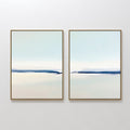 Original hand painted navy blue ivory minimalist coastal diptych oil painting canvas wall art, nordic scandinavian elegant luxury modern living room h