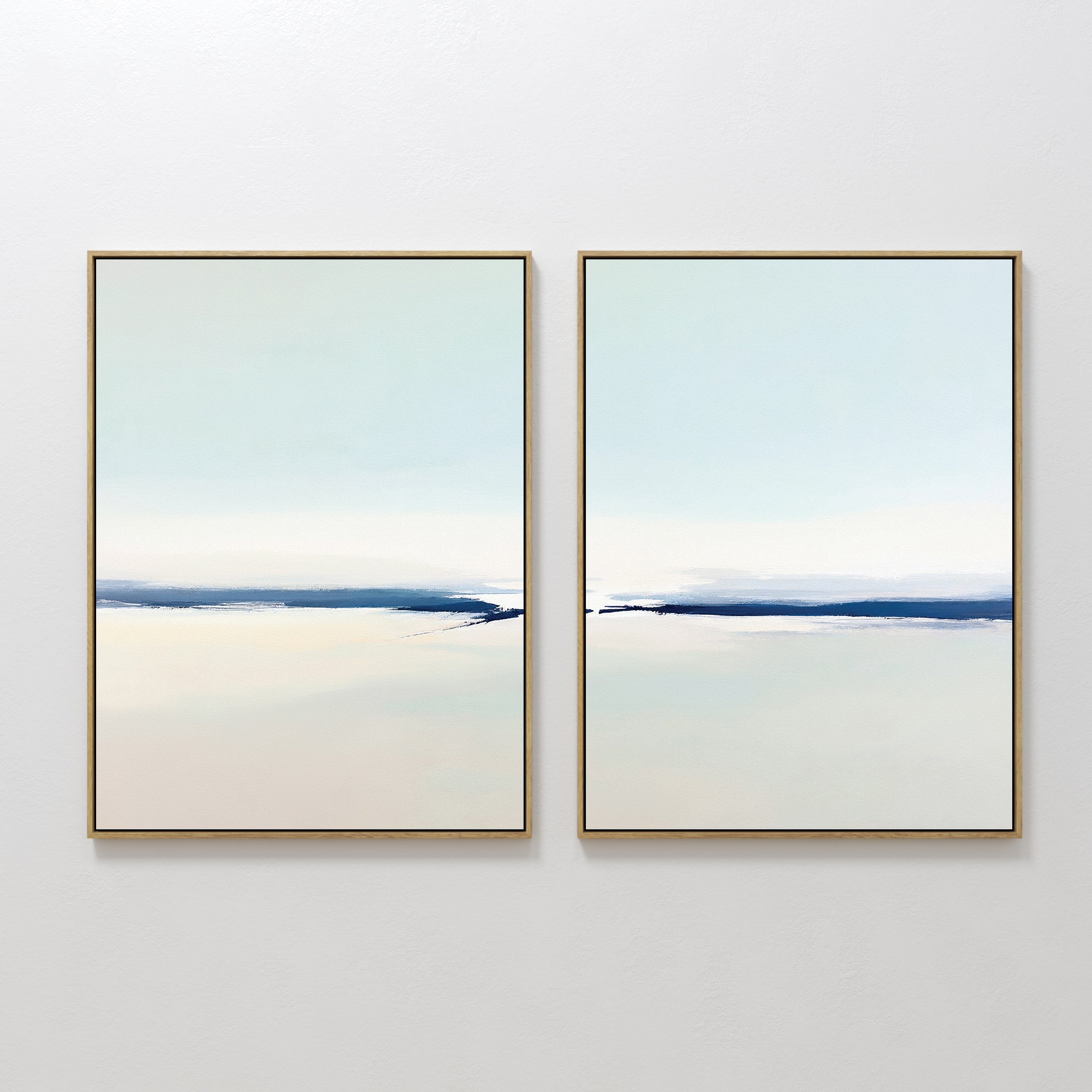 Original hand painted navy blue ivory minimalist coastal diptych oil painting canvas wall art, nordic scandinavian elegant luxury modern living room h