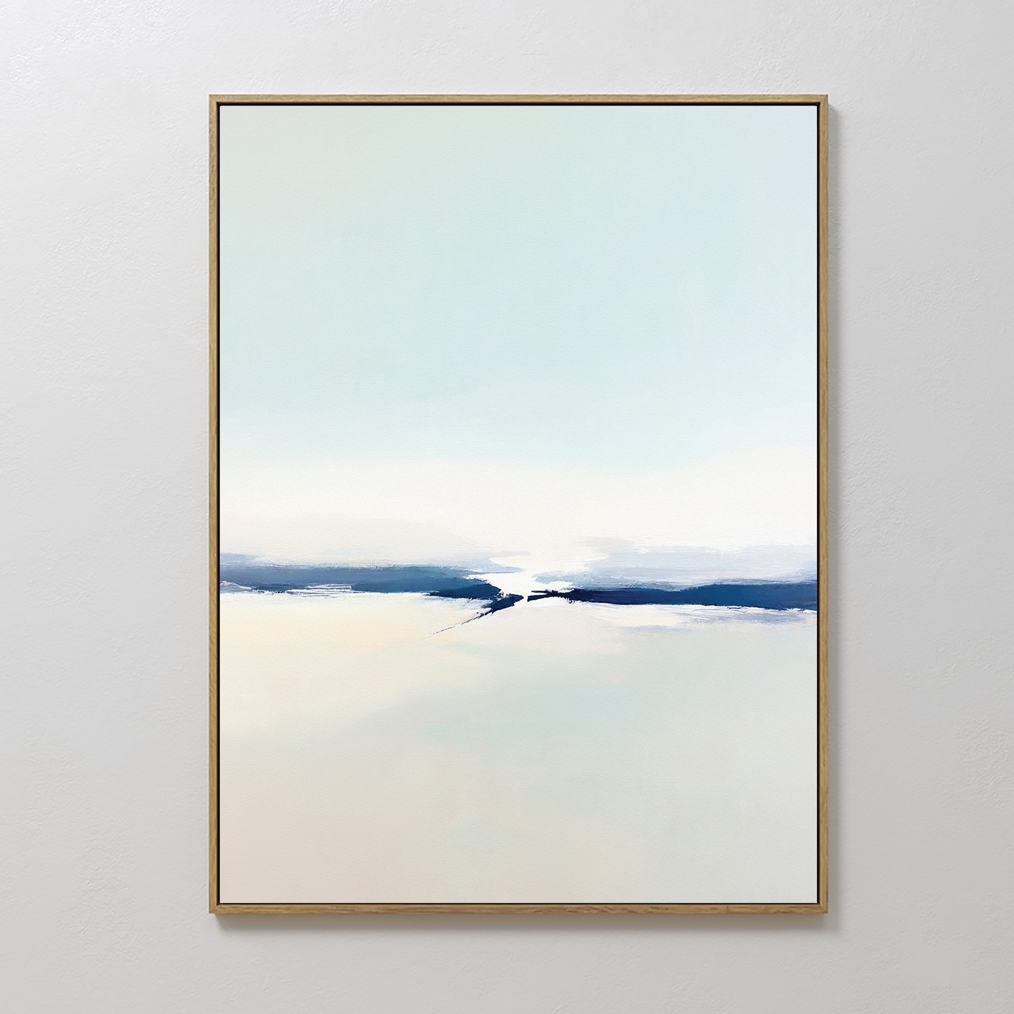 Original hand painted navy blue white minimalist coastal oil painting canvas wall art, nordic scandinavian elegant luxury modern living room home deco