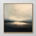Original hand painted black charcoal ivory atmospheric landscape oil painting canvas wall art, nordic scandinavian elegant minimalist luxury modern ho