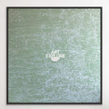 Original hand painted sage green abstract oil painting with white organic frost tracery canvas wall art, nordic scandinavian minimalist