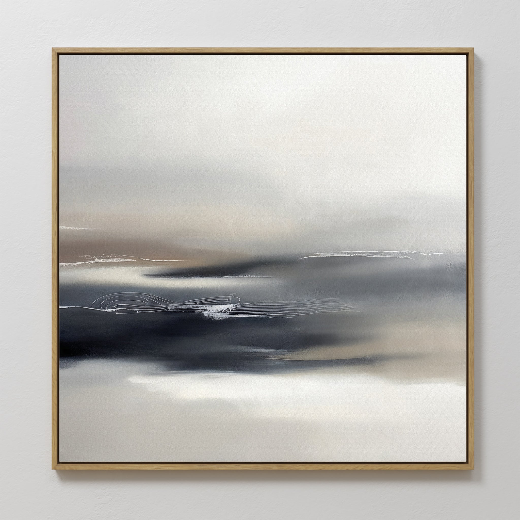 Original hand painted slate grey charcoal ivory atmospheric abstract oil painting canvas wall art nordic scandinavian minimalist elegant luxury modern