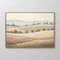 Original hand painted golden wheat rolling hills landscape oil painting canvas wall art, nordic scandinavian elegant luxury vintage modern living room