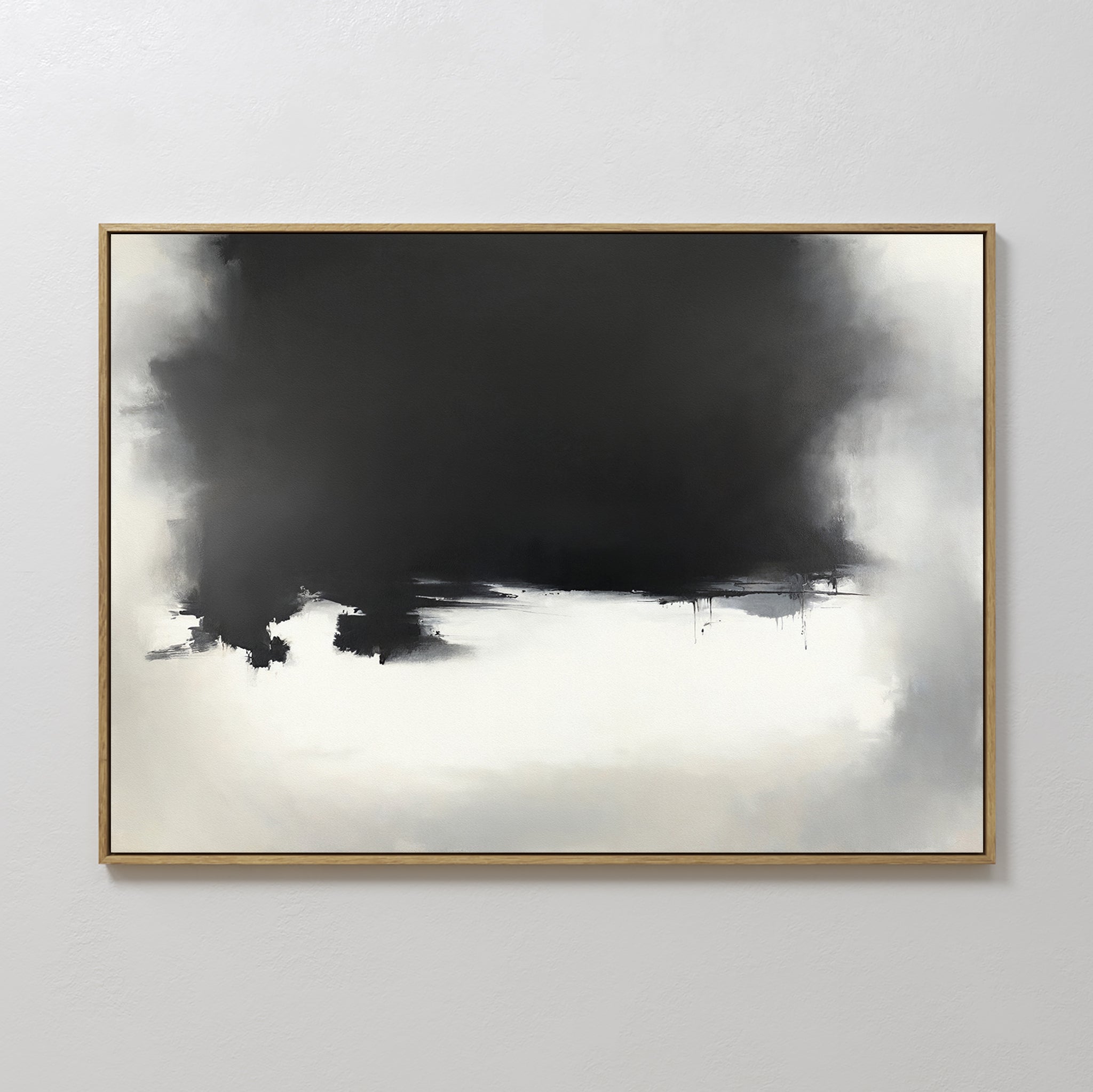 Hand painted original black ivory abstract storm cloud oil painting canvas wall art, nordic scandinavian elegant luxury minimalist modern home decor i