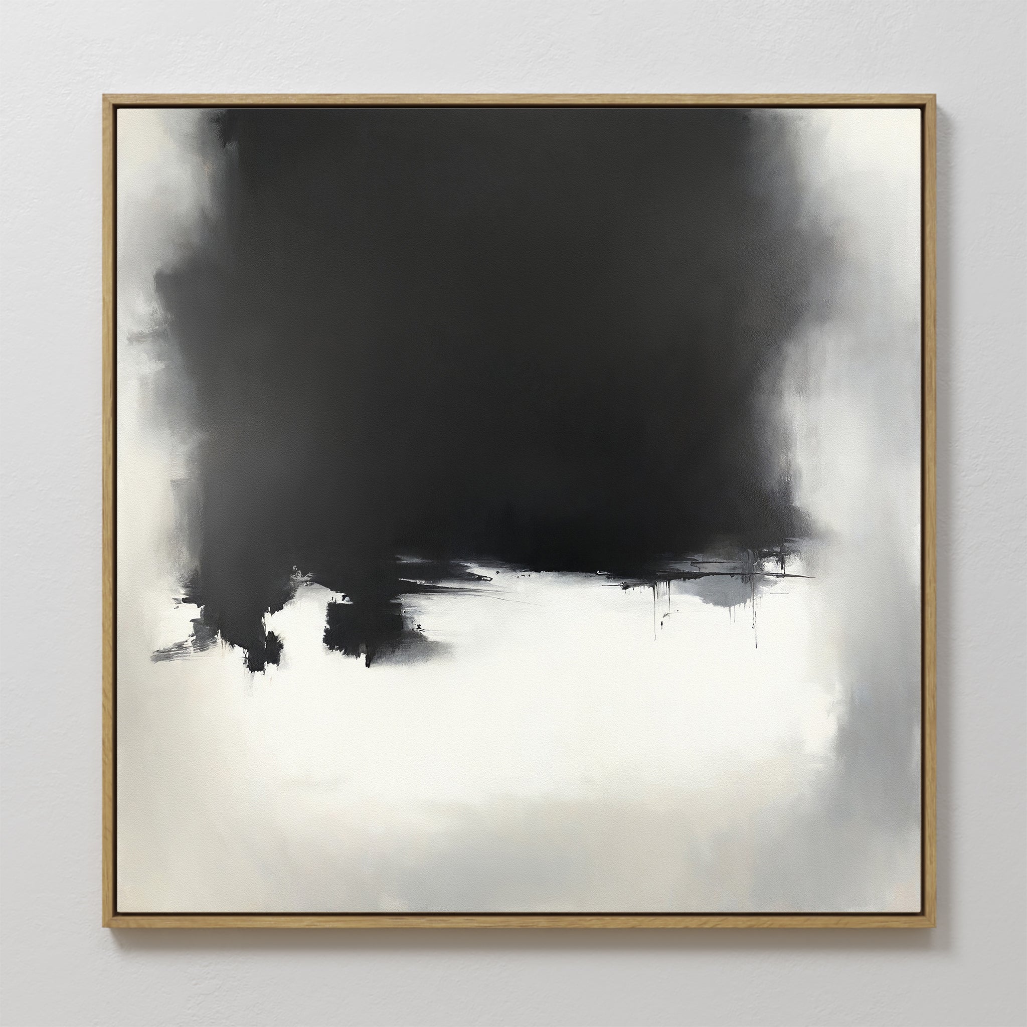 Original hand painted black ivory abstract storm oil painting canvas wall art, nordic scandinavian elegant luxury minimalist modern living room home d