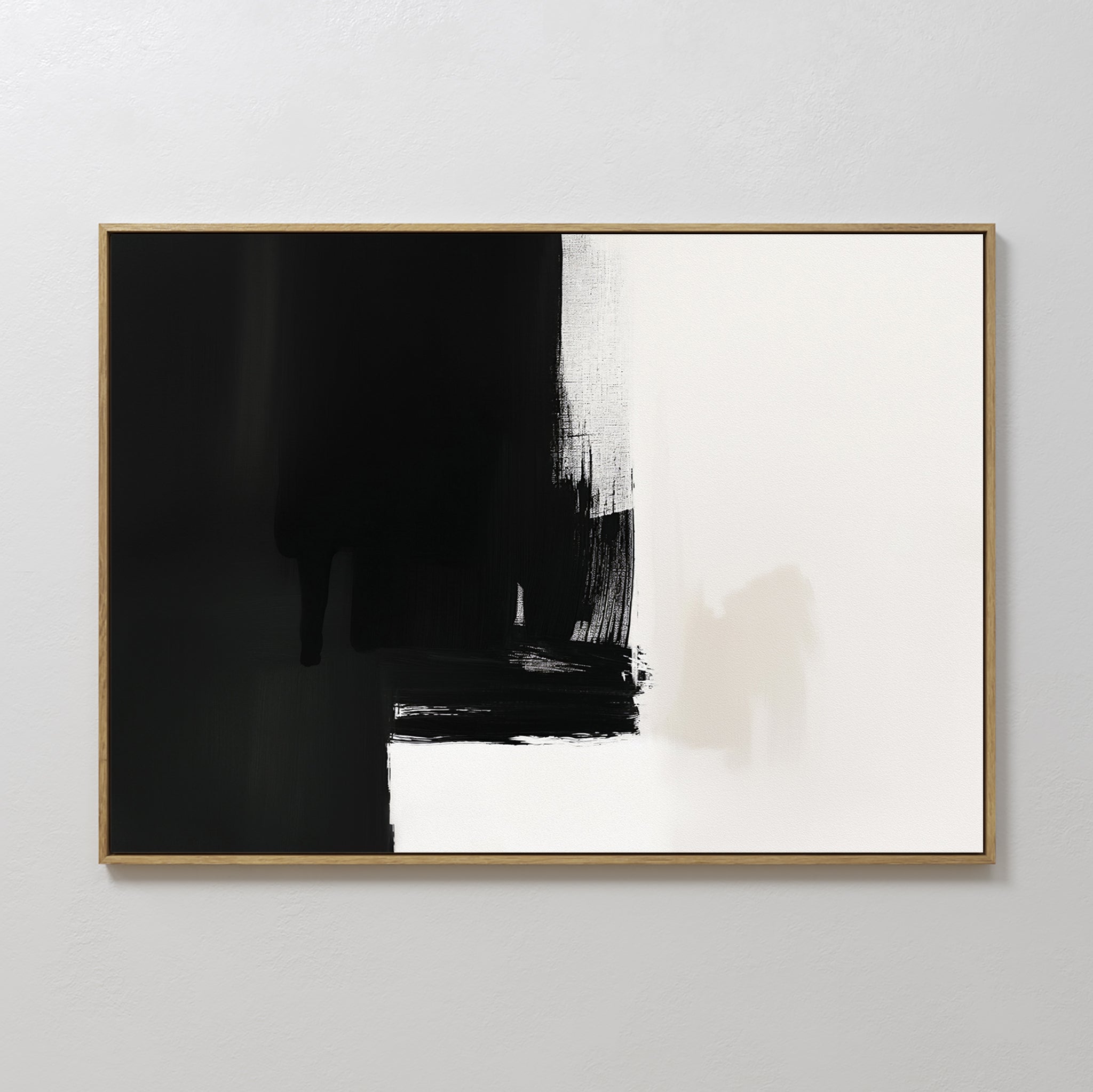 Hand painted original black ivory abstract oil painting canvas wall art, bold brushstroke nordic scandinavian elegant luxury modern home decor interio