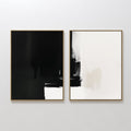 Original hand painted black white abstract oil painting canvas wall art set of 2, bold brushstrokes nordic scandinavian elegant luxury modern living r
