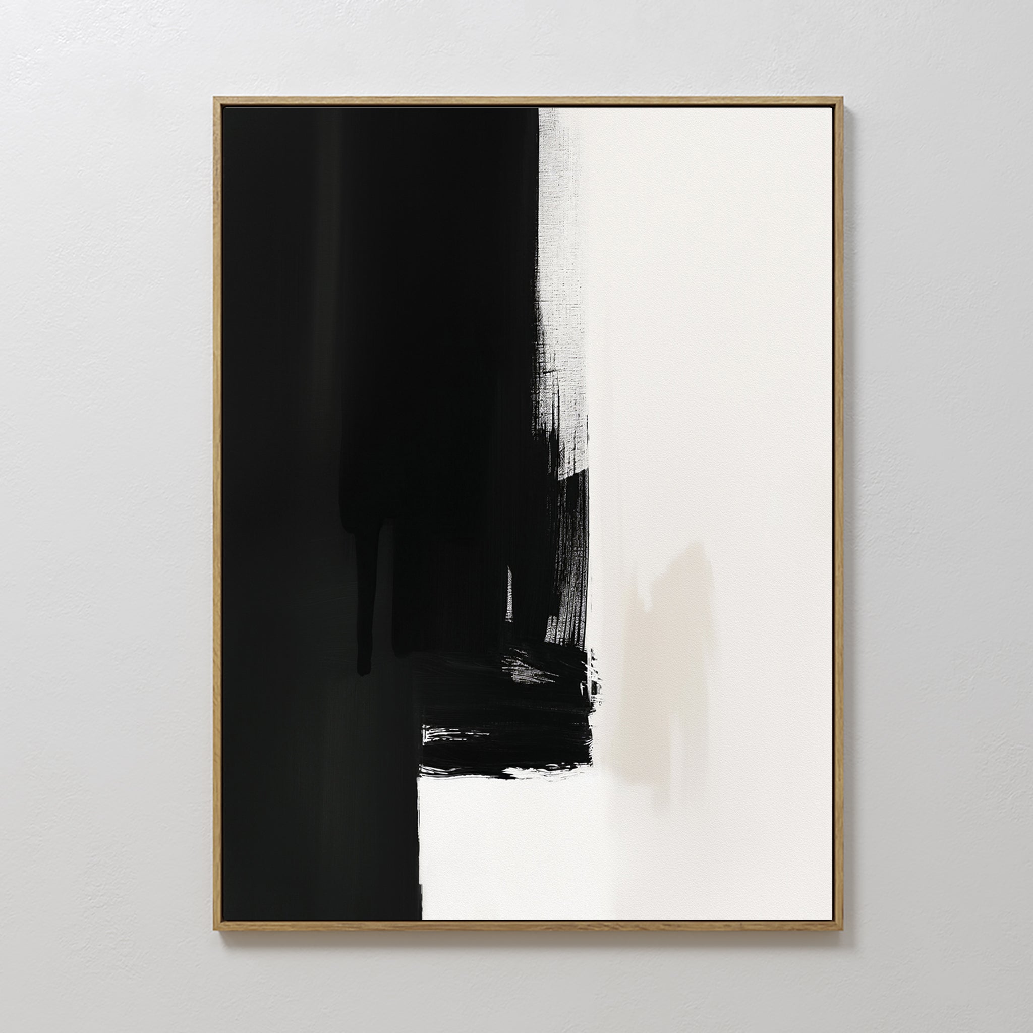 Original hand painted black ivory bold brushstroke abstract oil painting canvas wall art, nordic scandinavian elegant luxury minimalist modern home de