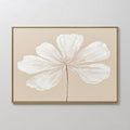 Original hand painted white botanical flower oil painting canvas wall art, warm beige background nordic scandinavian elegant luxury minimalist modern