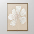 Original hand painted white abstract floral oil painting canvas wall art, ivory petals warm beige background nordic scandinavian elegant luxury modern