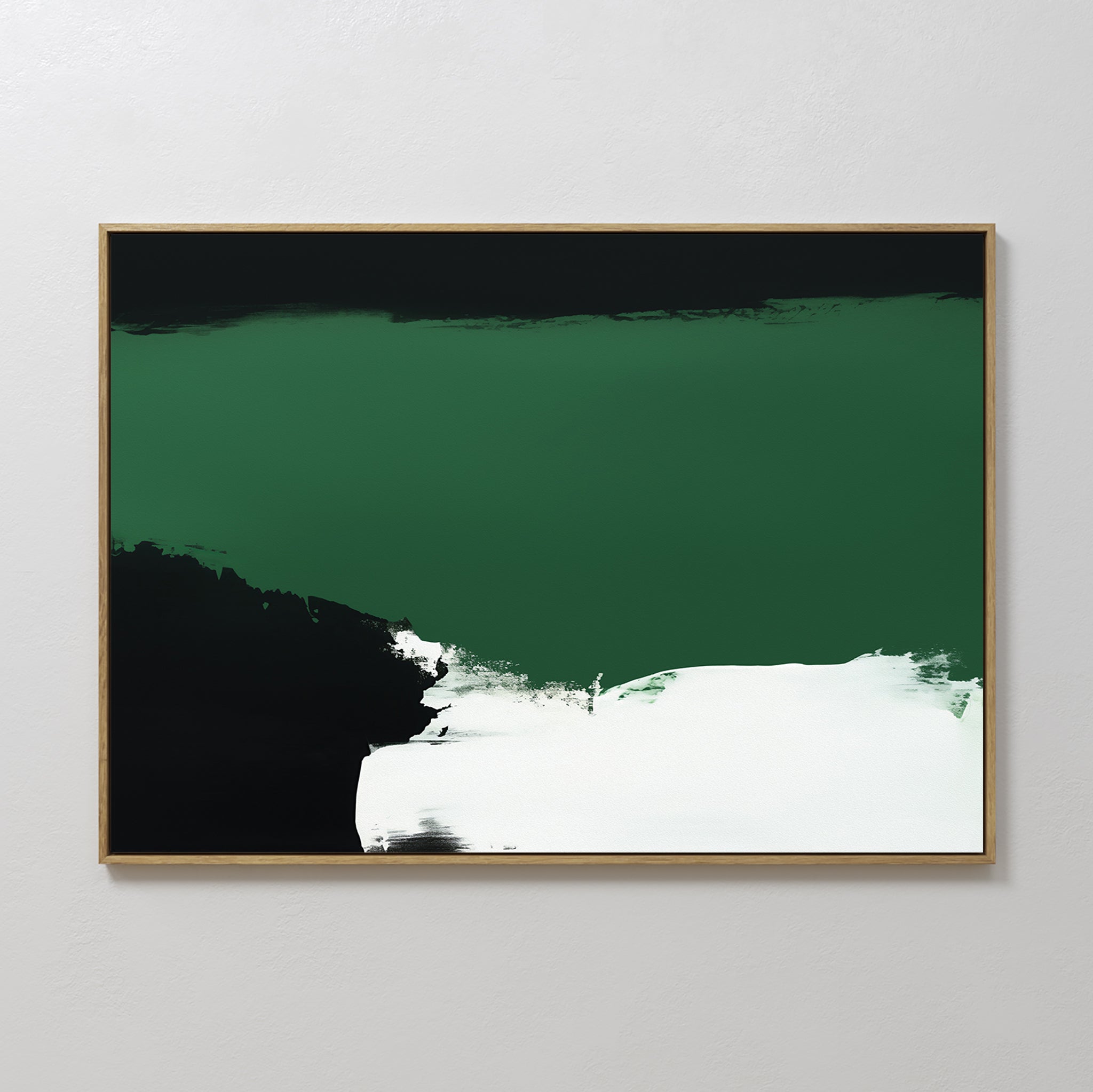Original hand painted emerald green black white abstract oil painting canvas wall art, nordic scandinavian minimalist elegant luxury modern home decor