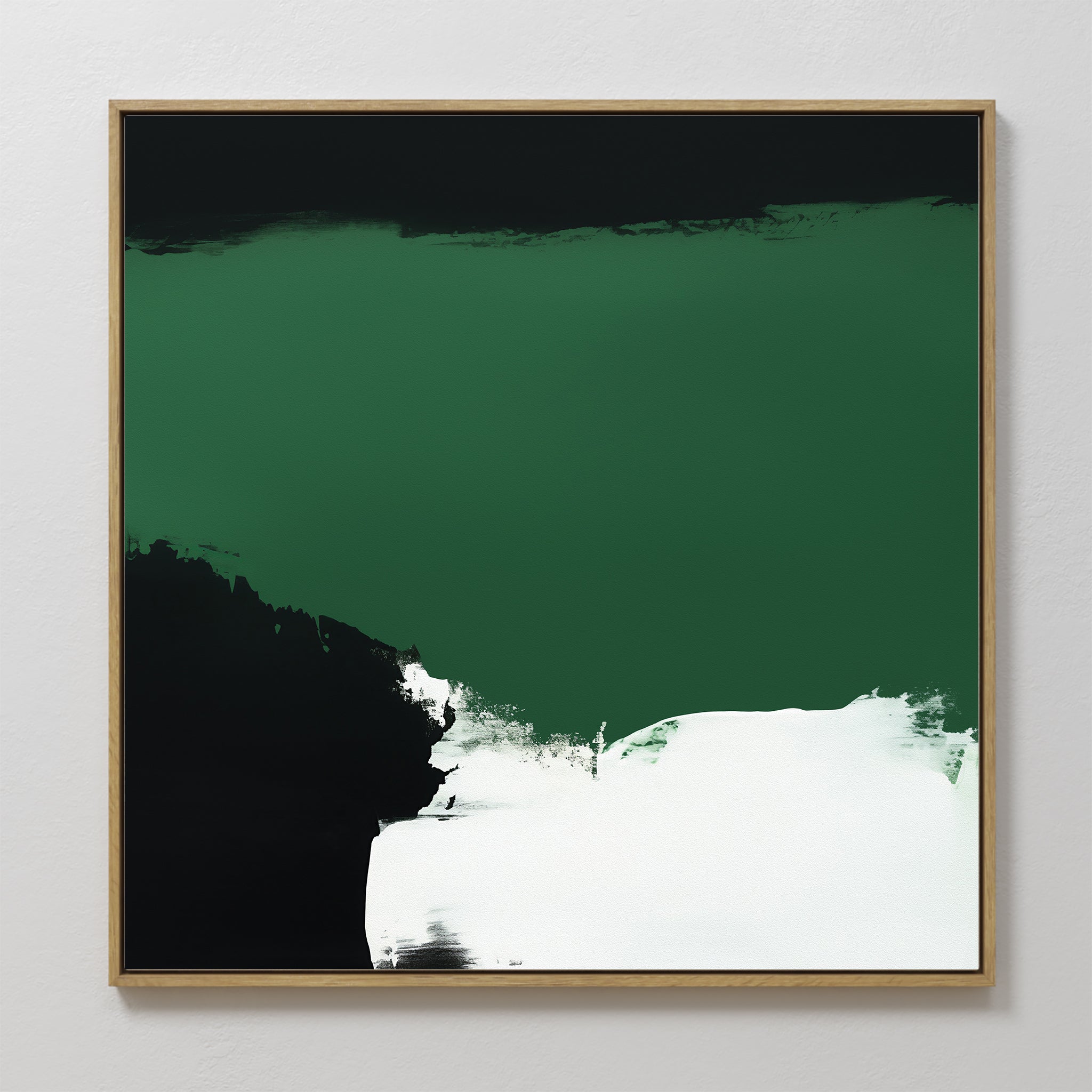 Original hand painted emerald green black white abstract oil painting canvas wall art, nordic scandinavian elegant luxury modern living room home deco