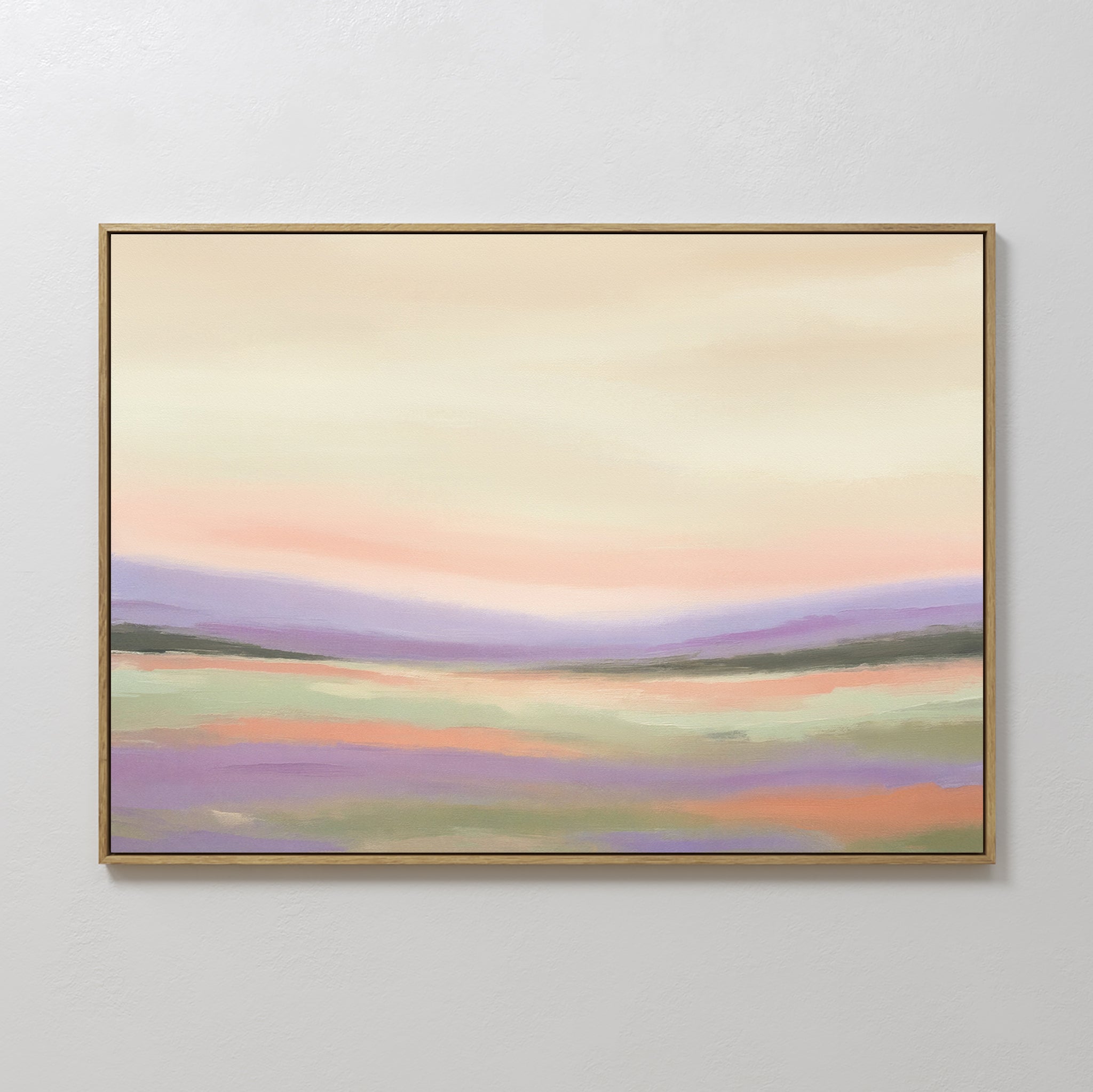 Original hand painted lavender peach sage abstract landscape oil painting canvas wall art, nordic scandinavian elegant luxury modern living room home