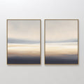 Original hand painted navy blush ivory atmospheric dusk diptych oil painting canvas wall art, nordic scandinavian elegant luxury minimalist modern liv