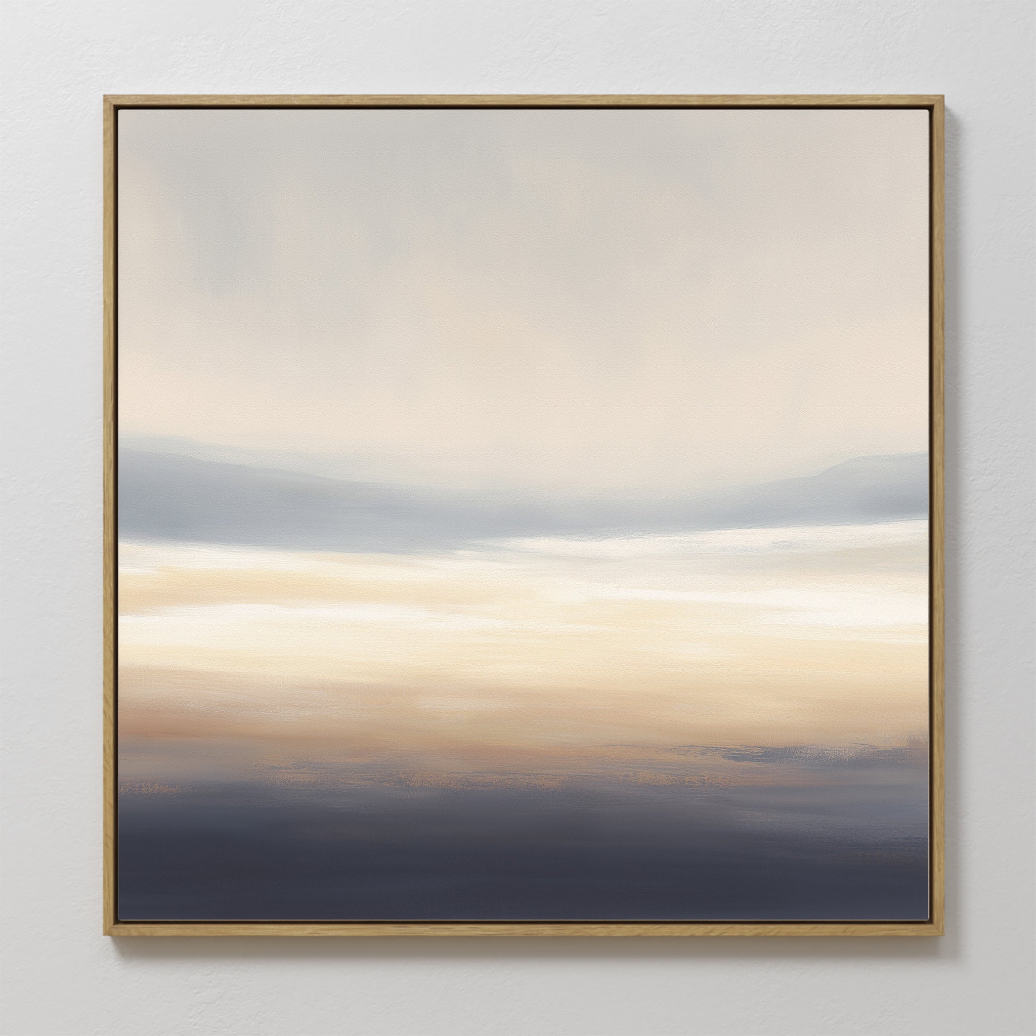 Original hand painted navy cream grey abstract horizon oil painting canvas wall art, nordic scandinavian elegant minimalist luxury modern living room