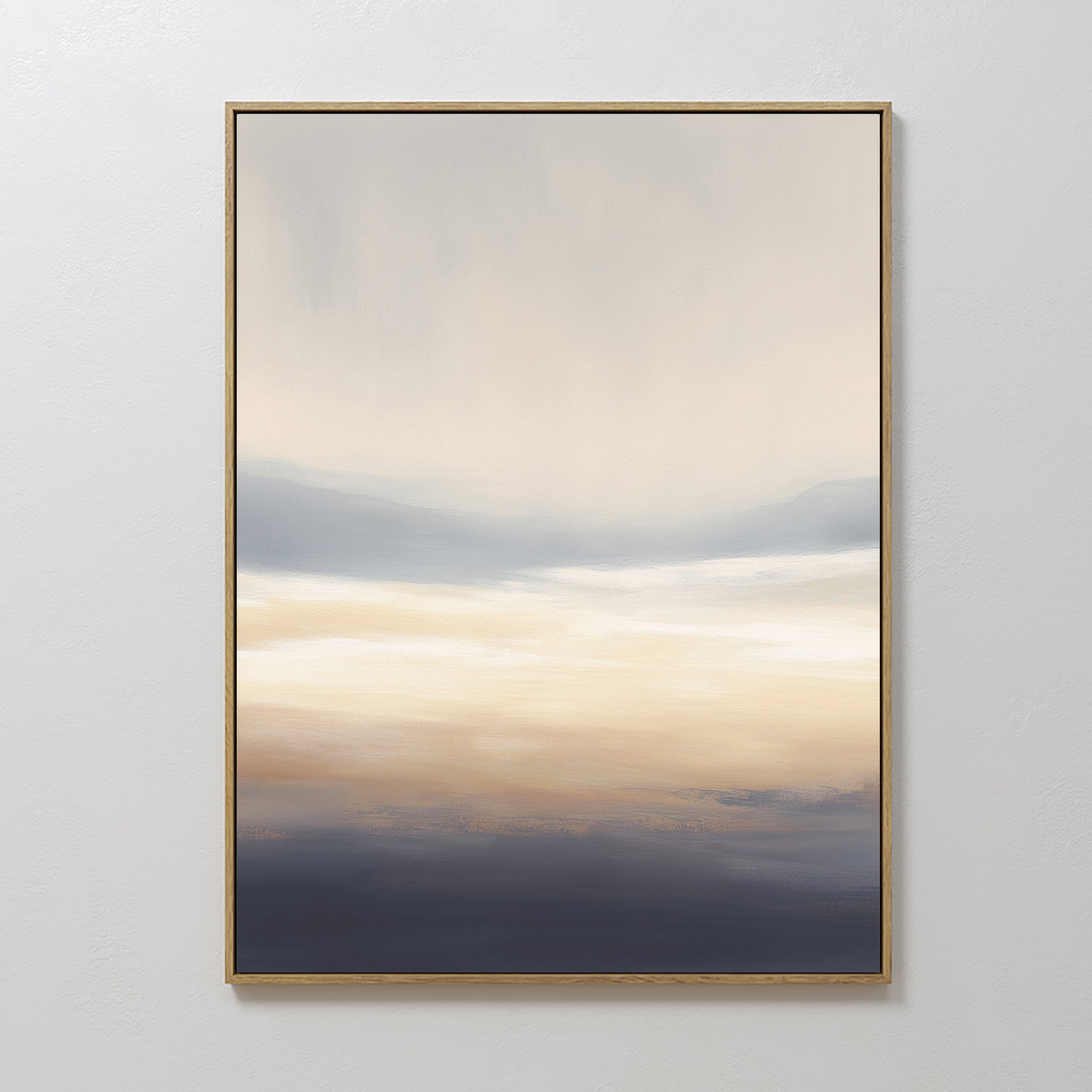 Original hand painted navy cream gold atmospheric sky oil painting canvas wall art, nordic scandinavian elegant luxury modern coastal bedroom home dec