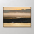 Original hand painted amber golden black atmospheric misty landscape oil painting canvas wall art, nordic scandinavian elegant luxury modern living ro