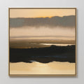 Original hand painted golden amber black misty atmospheric landscape oil painting canvas wall art, nordic scandinavian elegant luxury modern living ro
