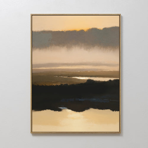 Original hand painted amber black atmospheric landscape oil painting canvas wall art, nordic scandinavian elegant luxury modern living room home decor