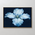 Original hand painted white and navy blue iris floral oil painting canvas wall art, nordic scandinavian elegant luxury modern bedroom living room home