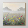 Original hand painted red yellow purple wildflower meadow oil painting canvas wall art, elegant luxury nordic scandinavian modern botanical home decor