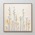 Hand painted original oil painting navy wildflower stems gold white blooms cream canvas wall art nordic scandinavian elegant luxury modern home decor