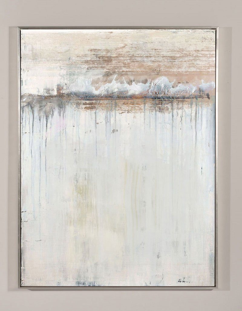 Original hand painted ivory pearl abstract coastal oil painting canvas wall art, dripping texture nordic scandinavian minimalist elegan