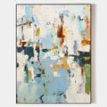 Original hand painted blue amber ivory abstract oil painting canvas wall art, nordic scandinavian elegant luxury modern living room int