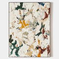 Original hand painted ivory abstract oil painting with forest green mustard burgundy brushstrokes, elegant modern nordic scandinavian l