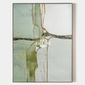 Original hand painted sage green abstract oil painting gold veined canvas wall art nordic scandinavian minimalist elegant luxury modern