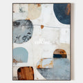 Original hand painted dusty blue rust ivory geometric abstract oil painting canvas wall art, nordic scandinavian elegant luxury modern
